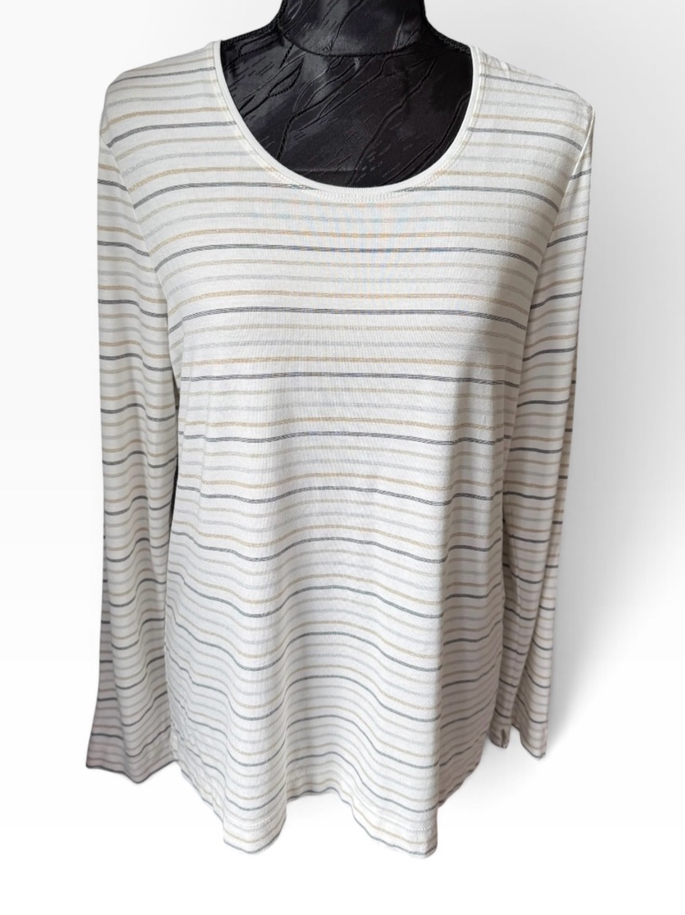 Chico’s Size 1 Medium 8/10 Metallic Striped Top